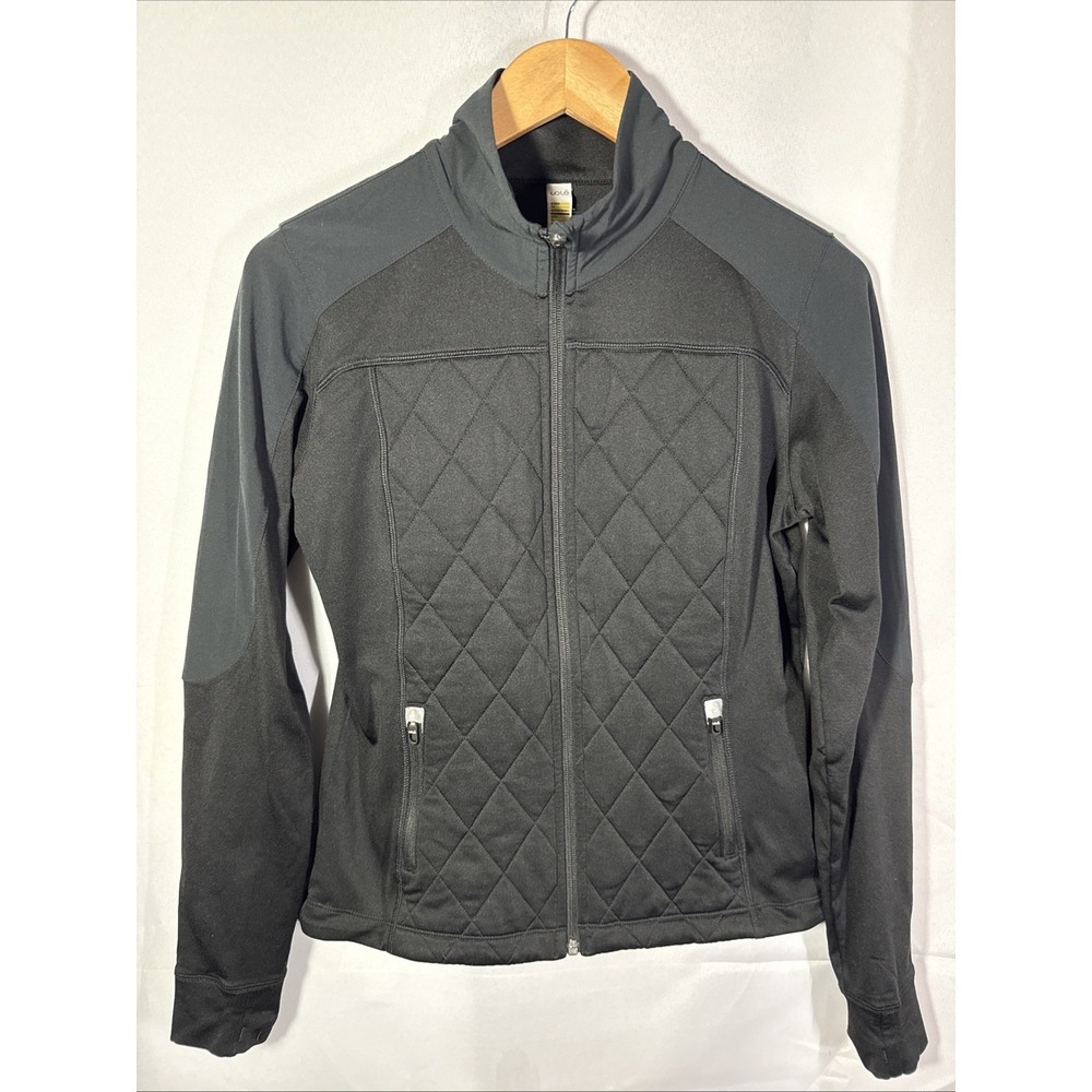 Lolë Womens Quilted Jacket Small Black 1/4 Zip Running Jogging Active Pullover